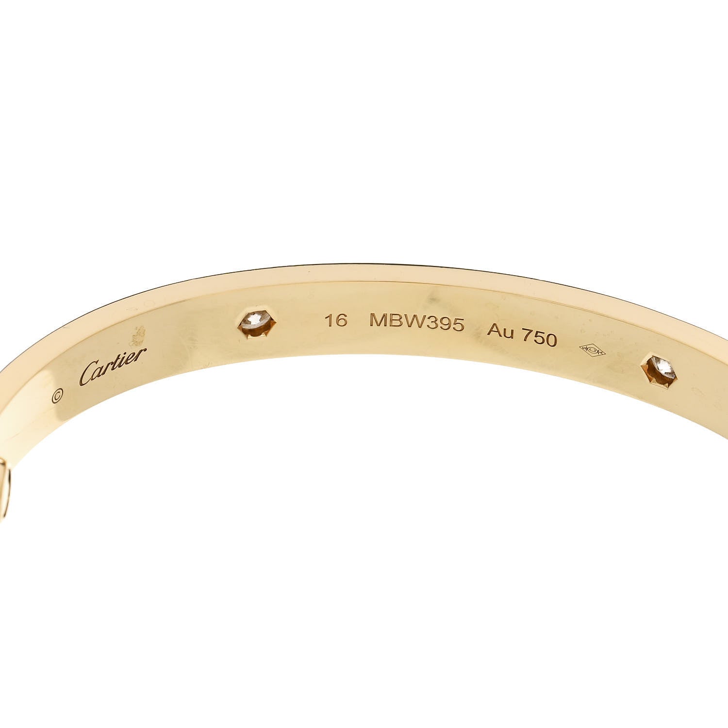Cartier 18K Yellow Gold 4 Diamond LOVE Bracelet 16 6 of 9