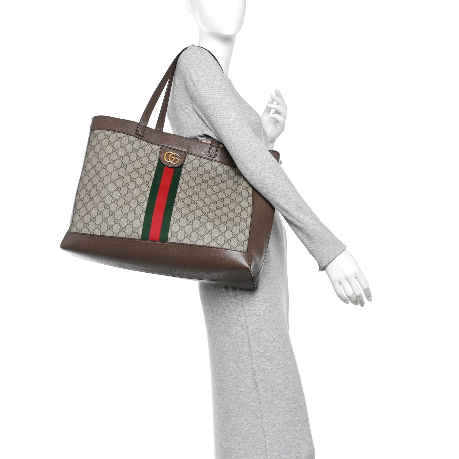 Gucci Gg Supreme Monogram Web Ophidia Tote Brown 2 of 12