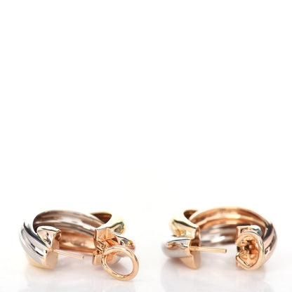 Cartier 18K Pink Yellow White Gold 9.5mm Trinity Hoop Earrings 3 of 4