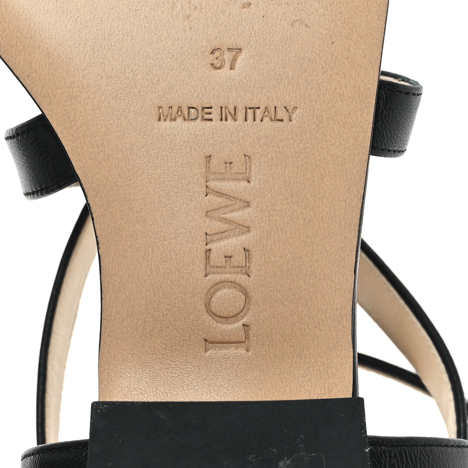 Loewe Calfskin Paula's Ibiza Pebble Toe Post Calle Sandals 37 Black 7 of 9