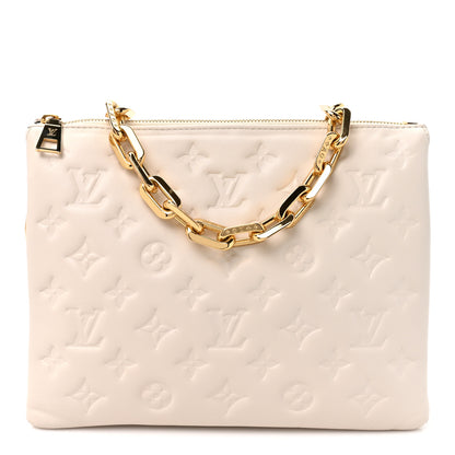 Louis Vuitton Lambskin Embossed Monogram Coussin PM Beige Cream 1 of 13