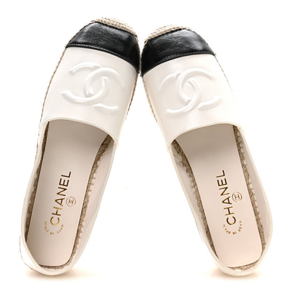 Chanel Shiny Calfskin CC Espadrilles 40 White Black 2 of 9