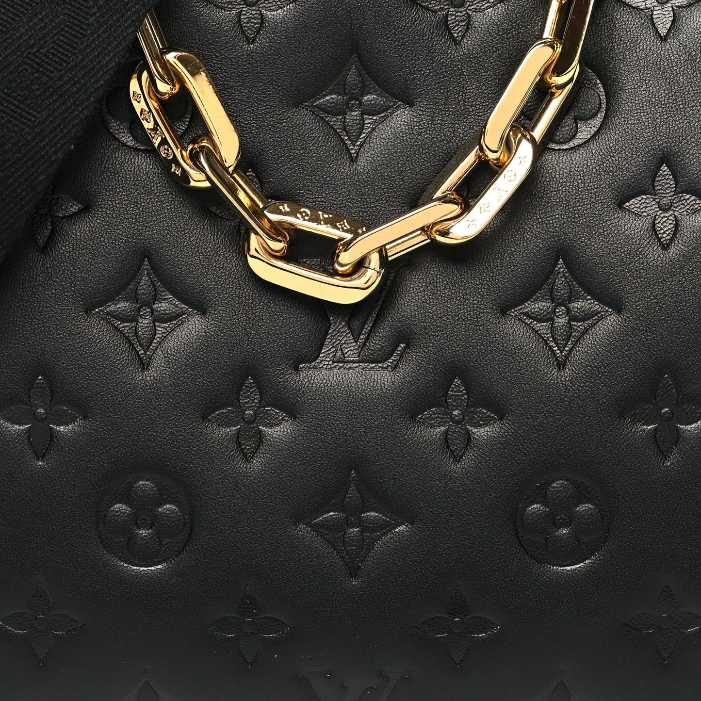 Lambskin Embossed Monogram Coussin PM Black