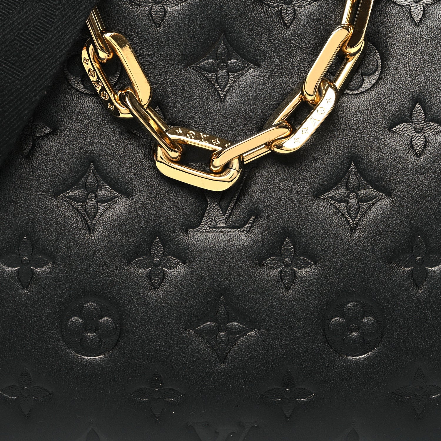 Louis Vuitton Lambskin Embossed Monogram Coussin PM Black 9 of 11