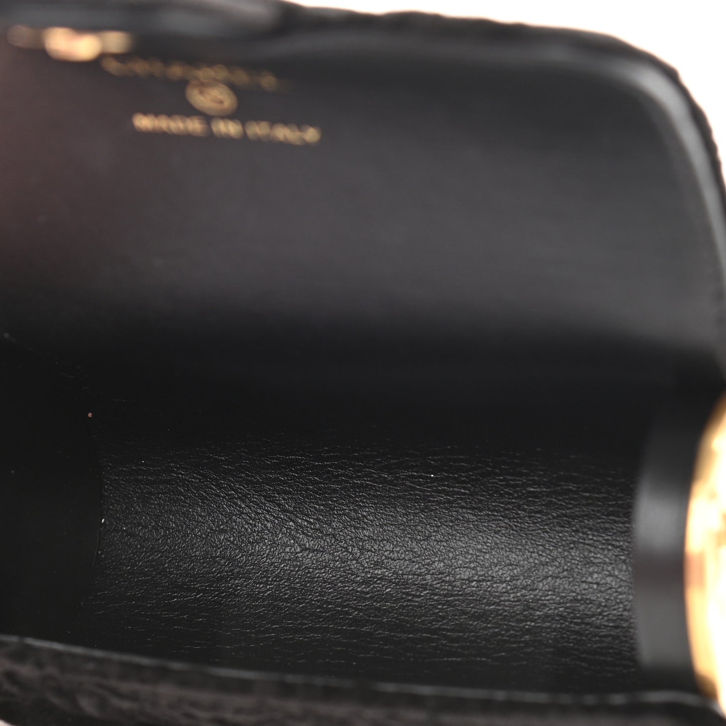 Velvet Camellia Embossed Jewel Belt Card Holder With Chain Black