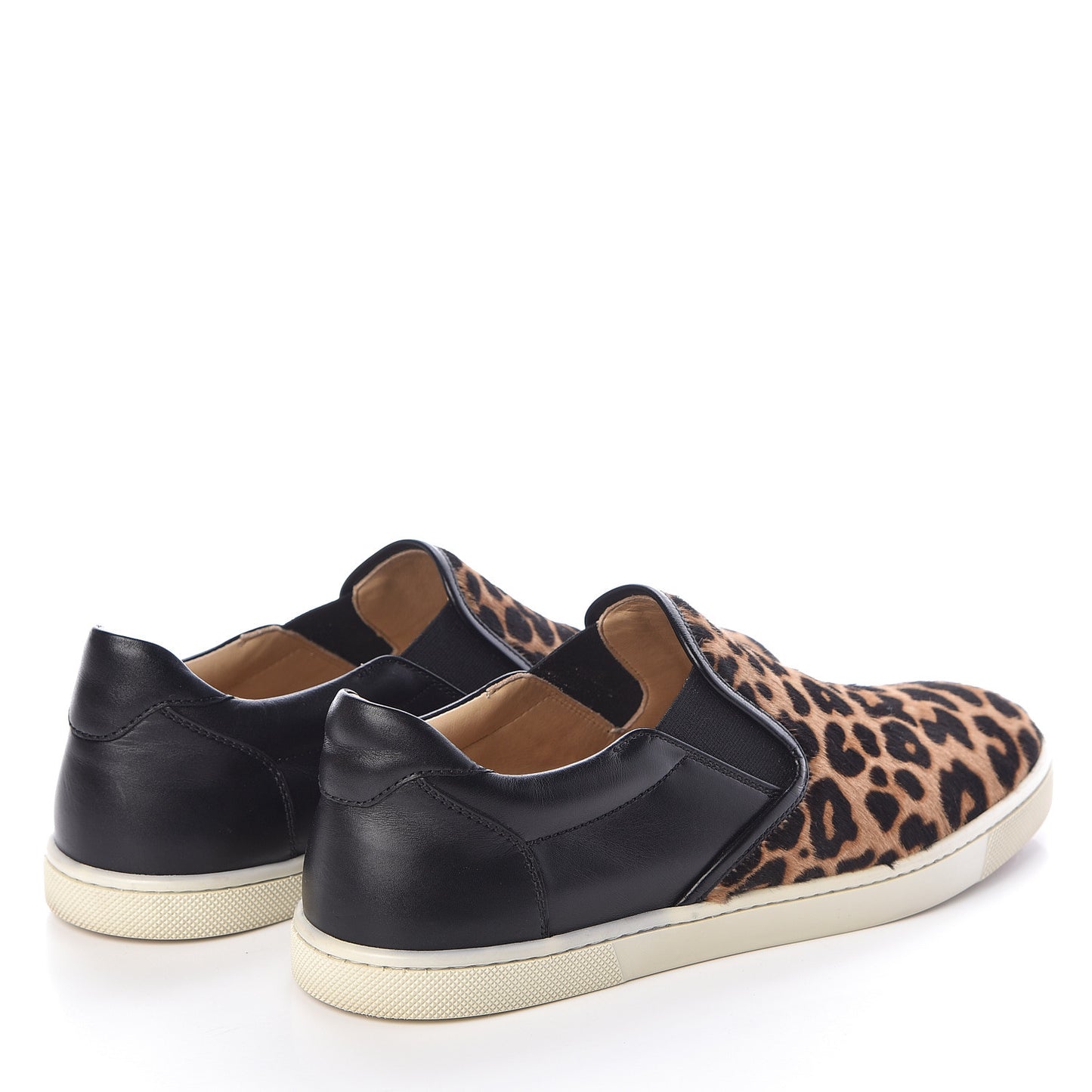 Pony Hair Jaguar Print Womens Master Key Flat Skate Sneakers 38 Brown Black