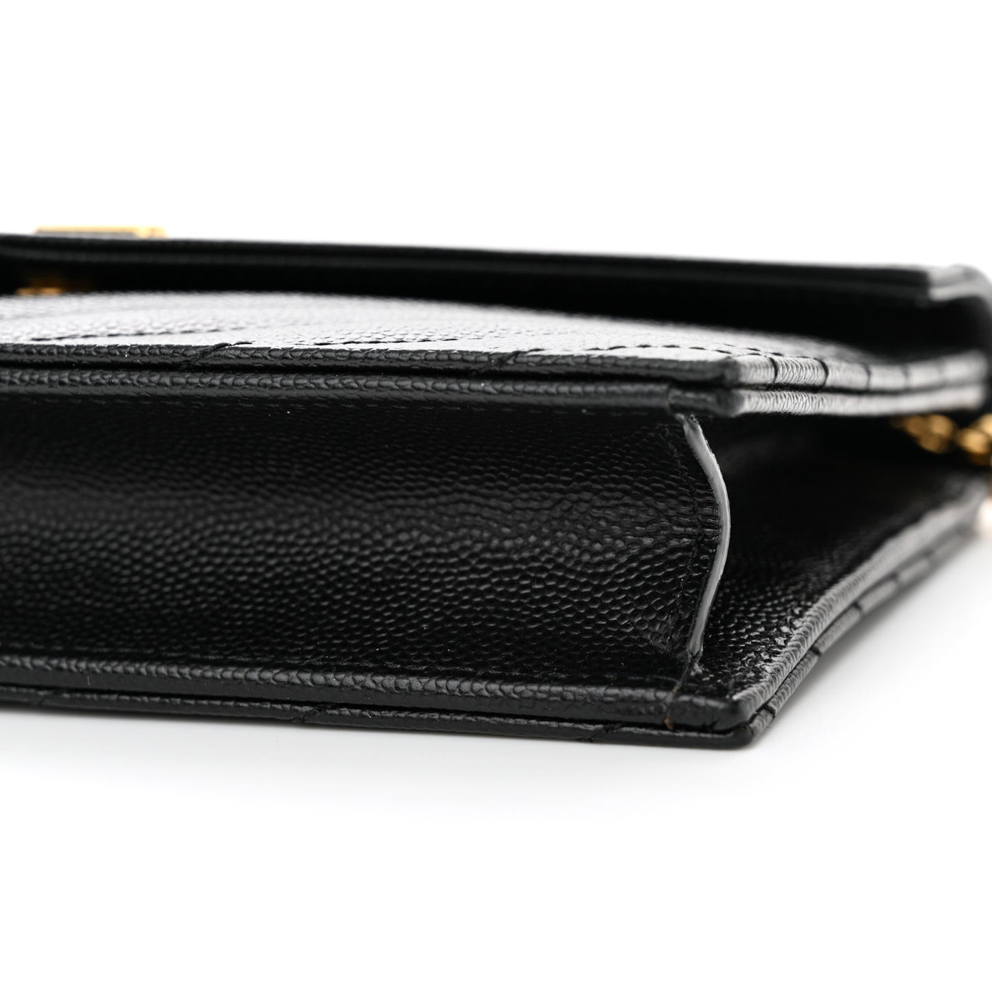 Grain De Poudre Matelasse Chevron Monogram Envelope Chain Wallet Black