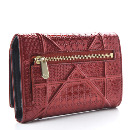 Christian Dior Metallic Patent Micro-Cannage Diorama Elancee Wallet Metal Rusty 3 of 10