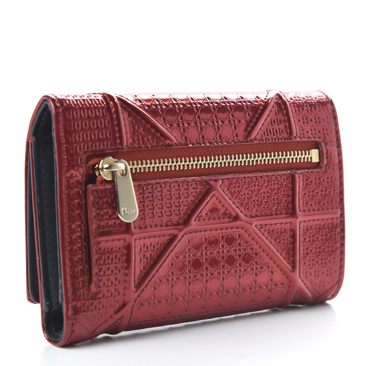 Metallic Patent Micro-Cannage Diorama Elancee Wallet Metal Rusty