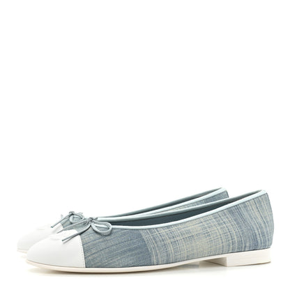 Chanel Denim Lambskin CC Cap Toe Ballerina Flats 41 Light Blue 3 of 12