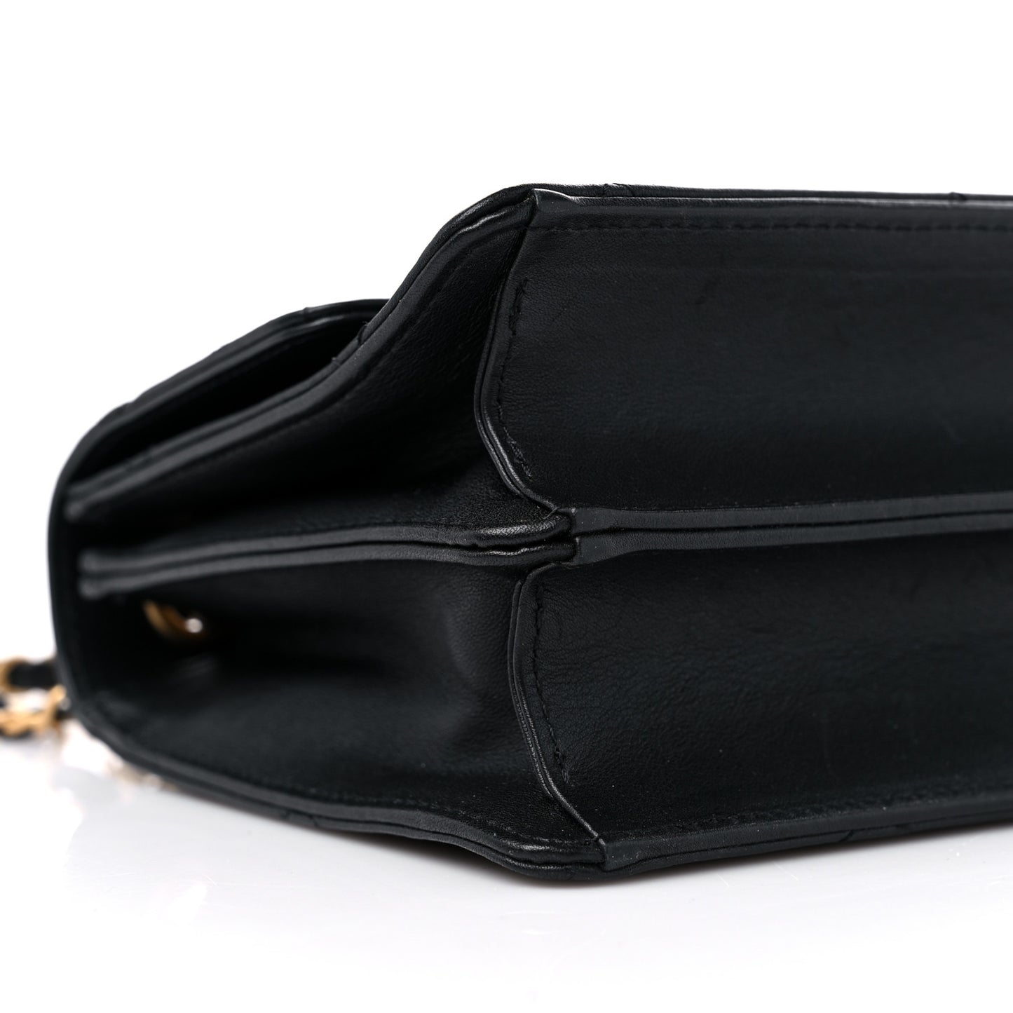 Calfskin Resin Quilted Mini Flap Black
