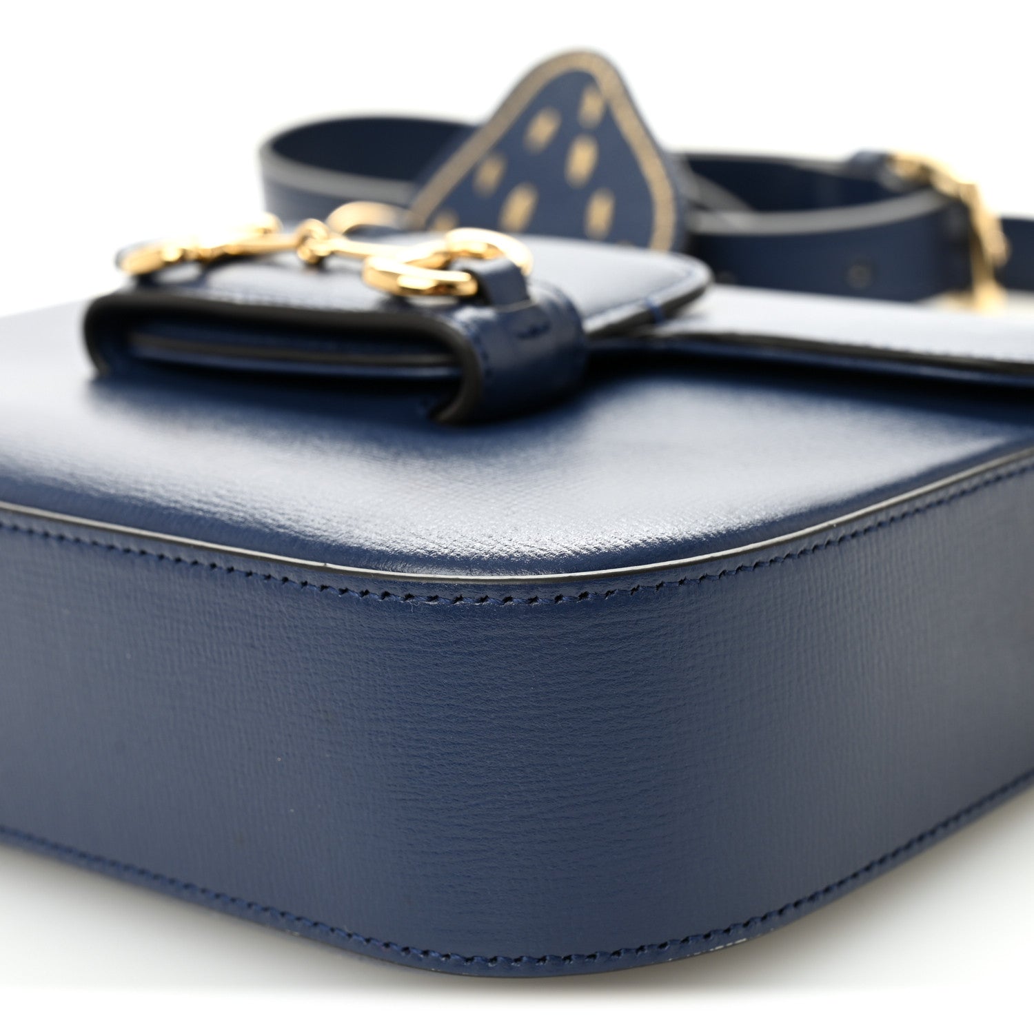 Gucci Azalea Calfskin Web Mini Horsebit 1955 Shoulder Bag Navy
