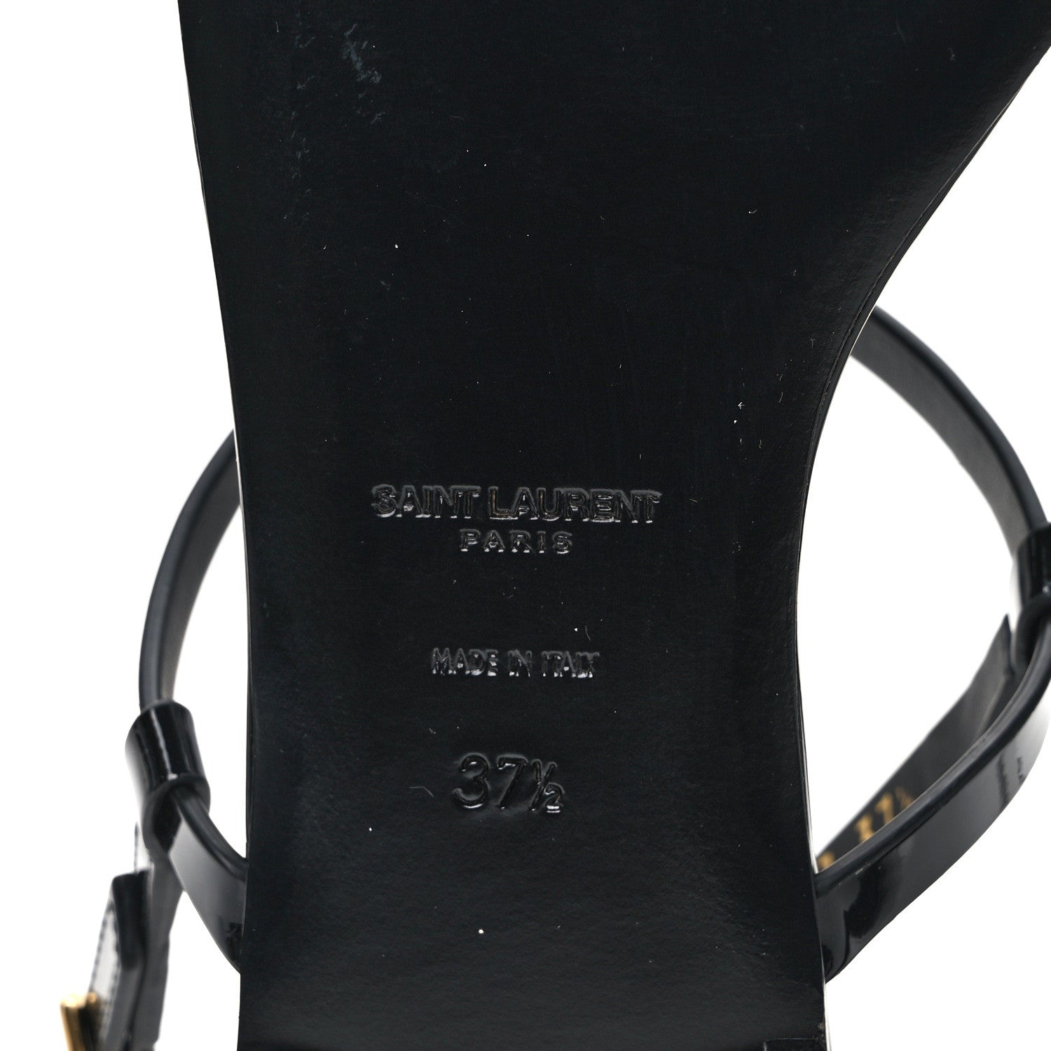 Saint Laurent Patent Calfskin Cassandra Monogram Sandals 37.5 Black 6 of 8