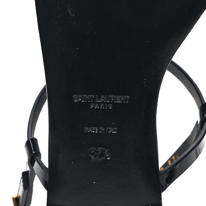 Saint Laurent Patent Calfskin Cassandra Monogram Sandals 37.5 Black 6 of 8