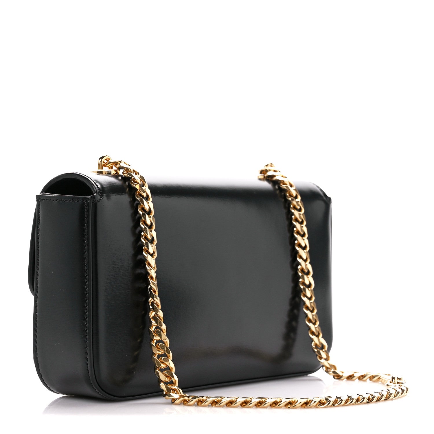 Celine Shiny Calfskin Triomphe Chain Shoulder Bag Black 3 of 12
