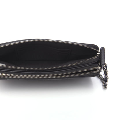Chanel Calfskin Chevron Quilted Tassel Clutch With Chain Black 4 of 11