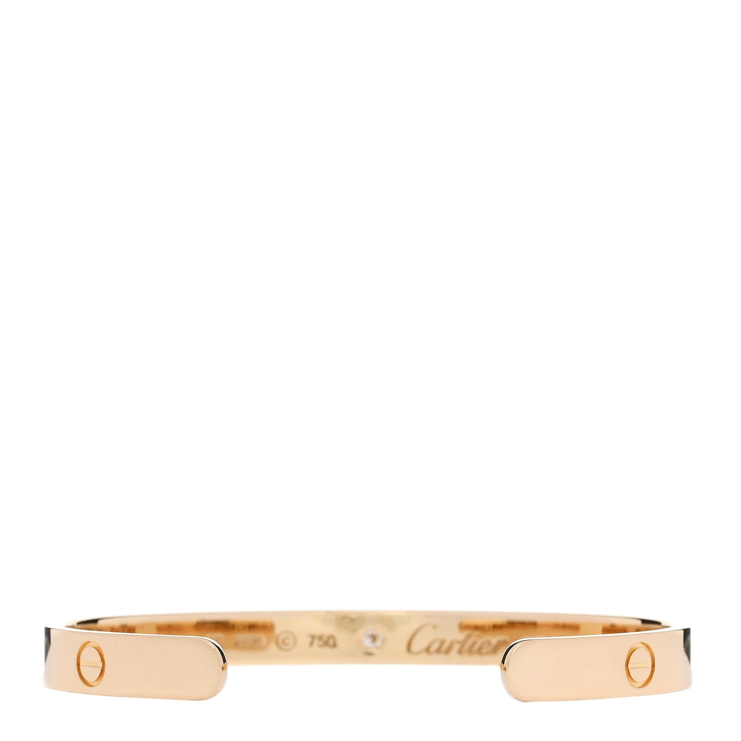 18K Yellow Gold 1 Diamond LOVE Cuff Bracelet 18