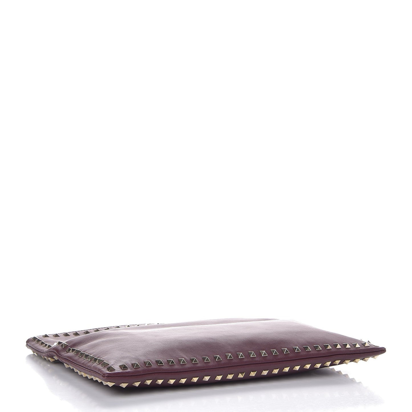 Vitello Oversized Rockstud Zip Wristlet Pouch Rubin