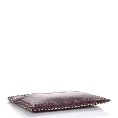 Valentino Garavani Vitello Oversized Rockstud Zip Wristlet Pouch Rubin 4 of 7