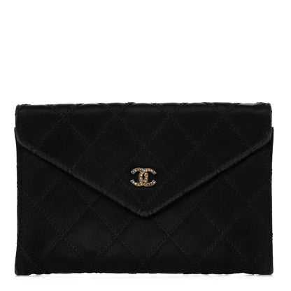 Chanel Satin Stitched Flap Card Case Black 1 of 10