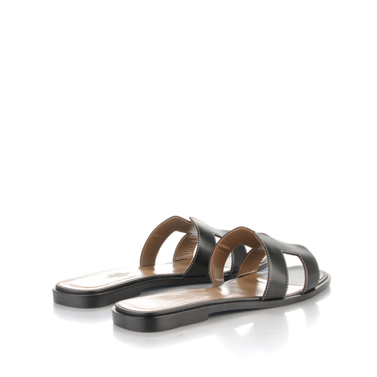 Hermes Box Calfskin Oran Sandals 38.5 Black 4 of 7