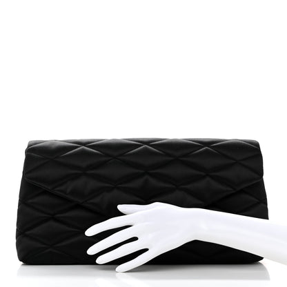 Saint Laurent Satin Quilted Sade Puffer Envelope Clutch Black 2 of 9