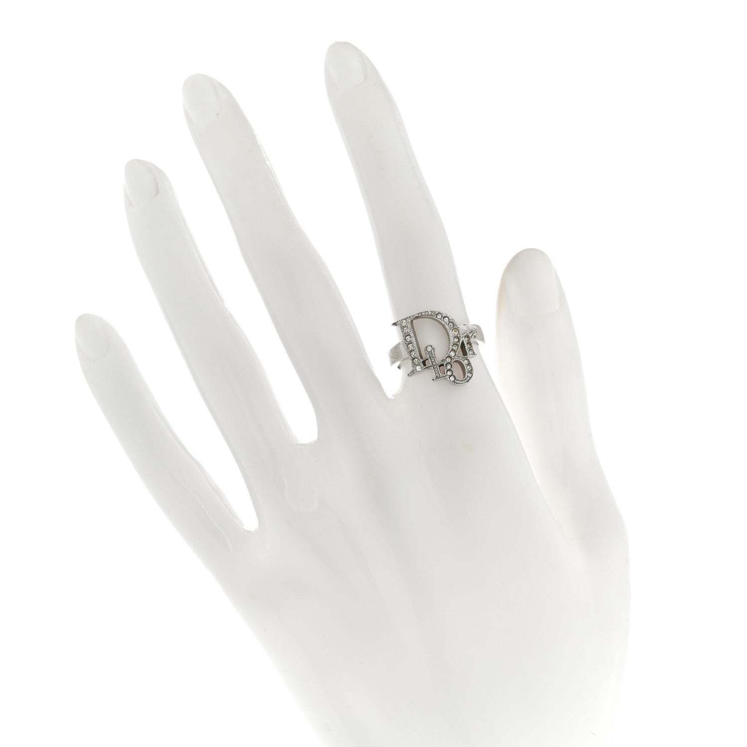 Christian Dior Crystal Logo Ring 49 5 Silver 2 of 5