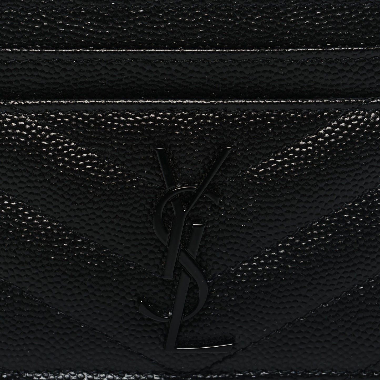 Grain De Poudre Matelasse Chevron Monochrome Monogram Credit Card Case Black
