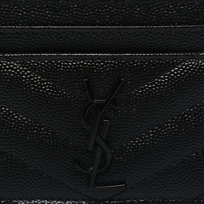 Saint Laurent Grain De Poudre Matelasse Chevron Monochrome Monogram Credit Card Case Black 8 of 8