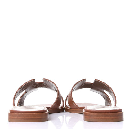 Hermes Box Calfskin Oran Sandals 37 Gold 6 of 11