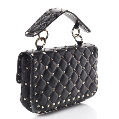 Valentino Garavani Lambskin Small Rockstud Spike Shoulder Bag Black 3 of 8