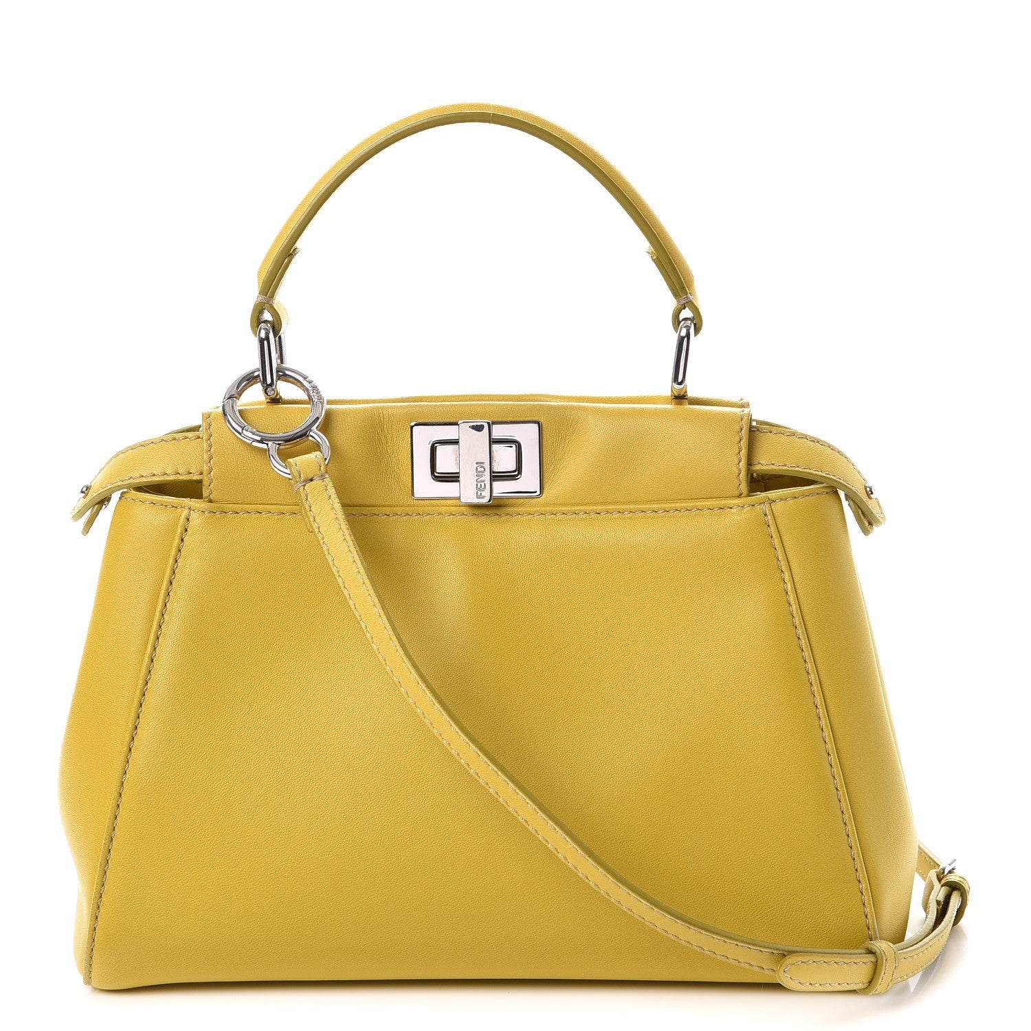 Fendi Nappa Mini Peekaboo Iconic Satchel Lime 1 of 8