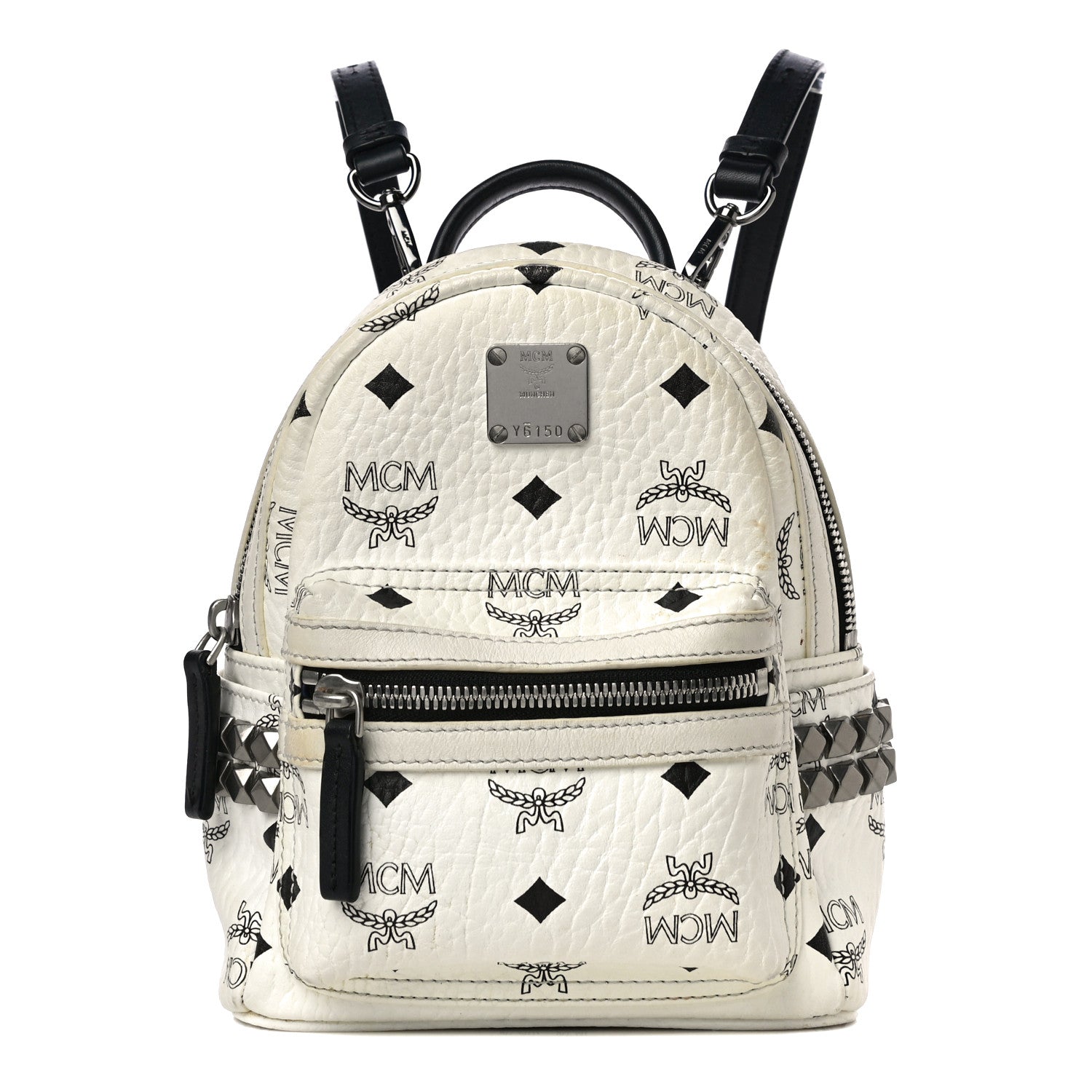 MCM Visetos Side Stud X-Mini Stark Bebe Boo Backpack White 1 of 14
