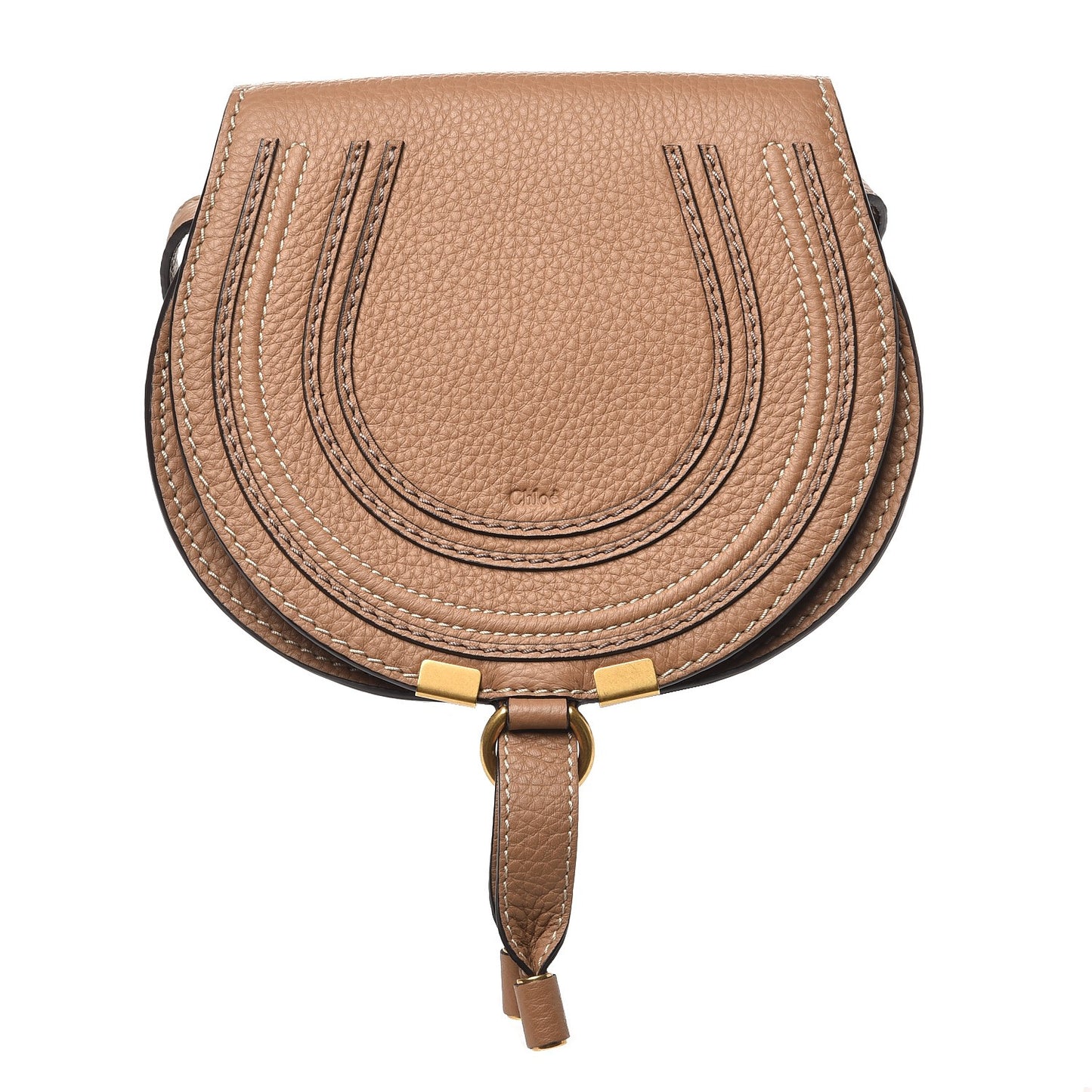 Calfskin Mini Marcie Round Crossbody Bag Nut