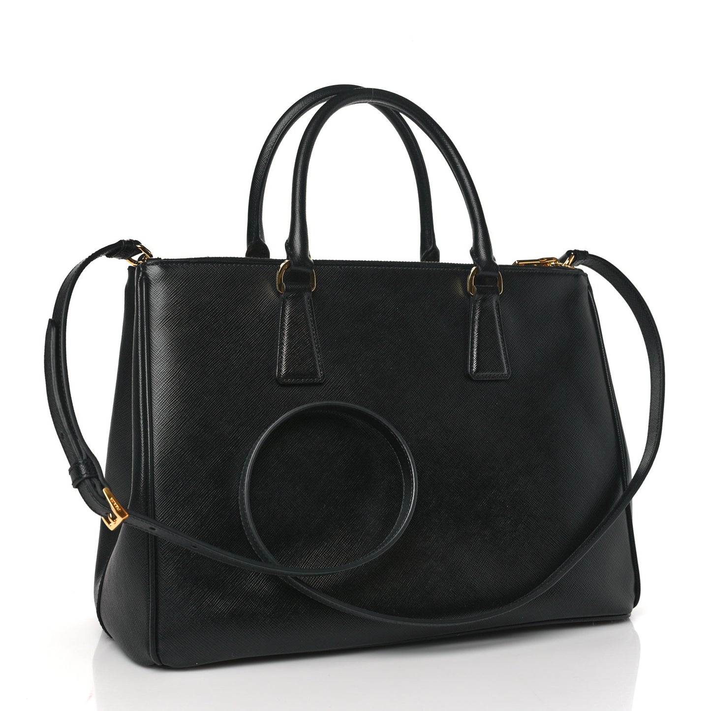 Saffiano Medium Galleria Double Zip Tote Black