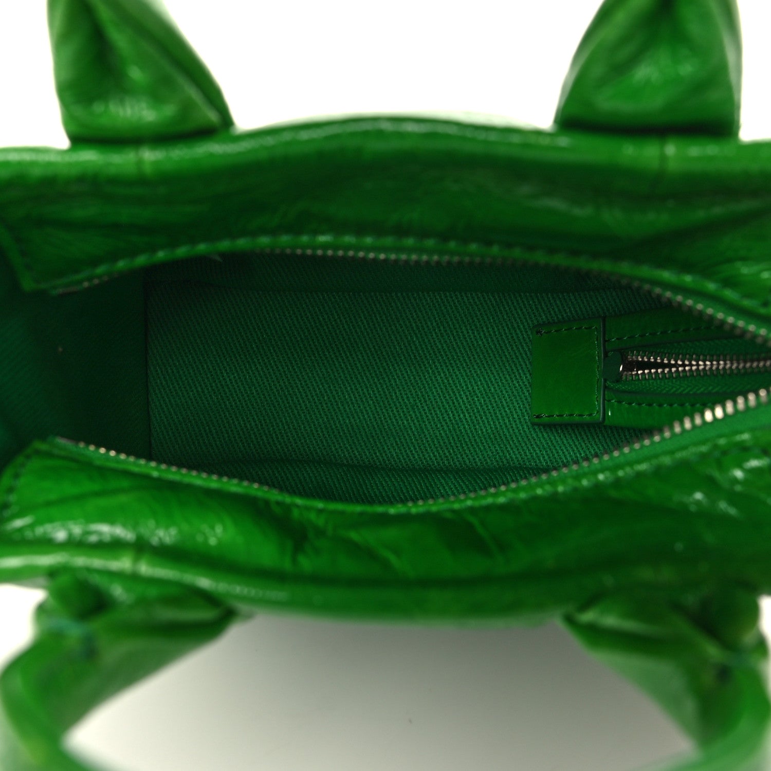 Marc Jacobs Shiny Crinkled Calfskin Mini The Tote Bag Green Glow 5 of 10