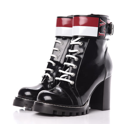 Louis Vuitton Patent Calfskin Star Trail Ankle Boots 38.5 Black 3 of 12