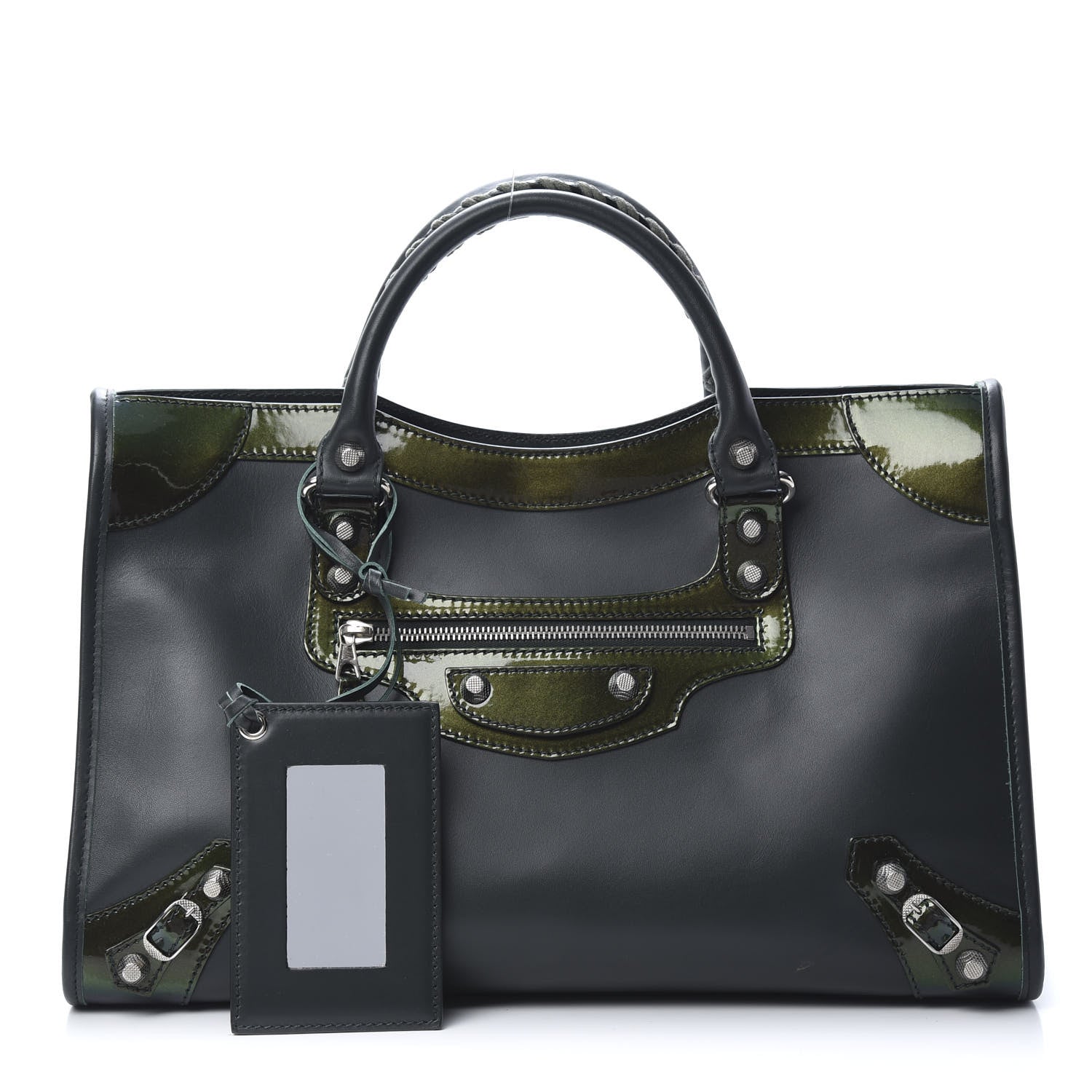 Balenciaga Smooth Calfskin Metallic Patent Giant 12 Silver Hardware City Vert Poker Fonce 1 of 12