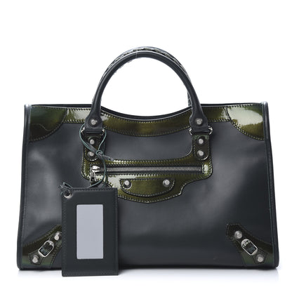 Balenciaga Smooth Calfskin Metallic Patent Giant 12 Silver Hardware City Vert Poker Fonce 1 of 12