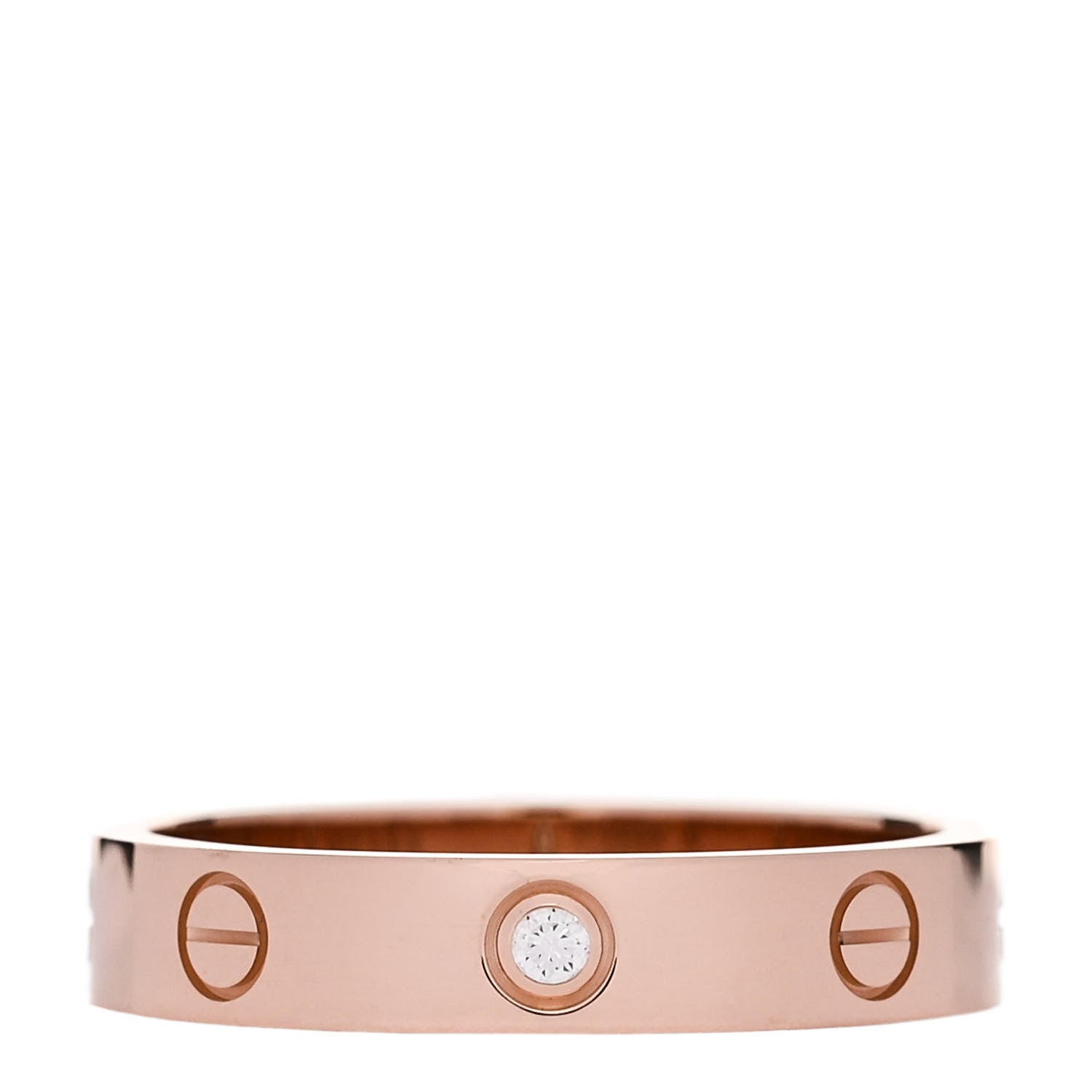 Cartier 18K Pink Gold Diamond 4mm LOVE Wedding Band Ring 56 7.75 1 of 5
