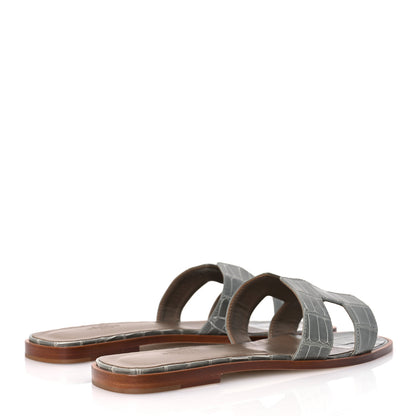 Hermes Shiny Alligator Oran Sandals 41 Gris Tourterelle 5 of 10