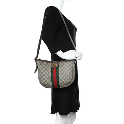 Gucci GG Supreme Monogram Web Small Ophidia Half Moon Hobo Brown 2 of 12