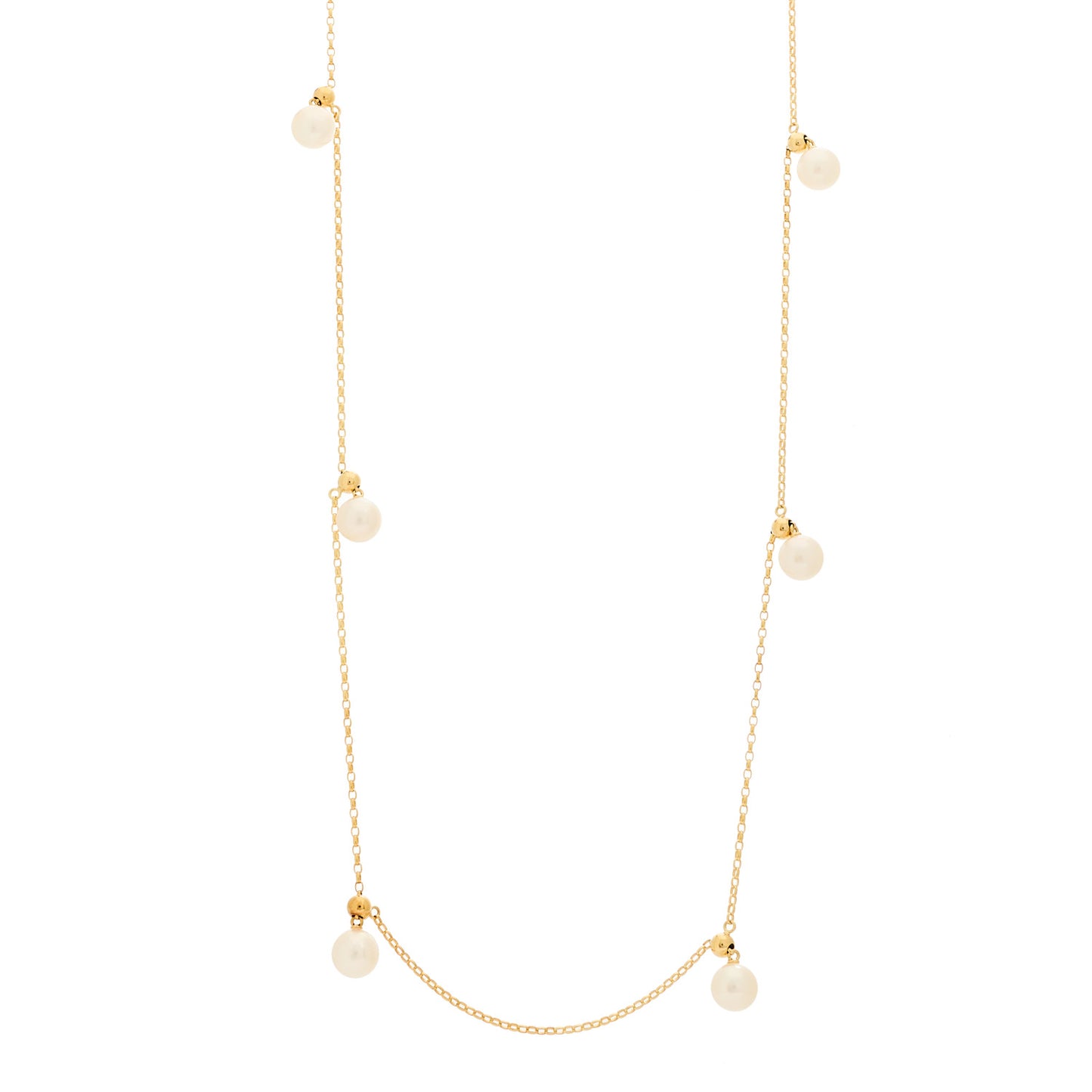 18K Yellow Gold Akoya Cultured Pearl 7.5-8mm Charms Necklace