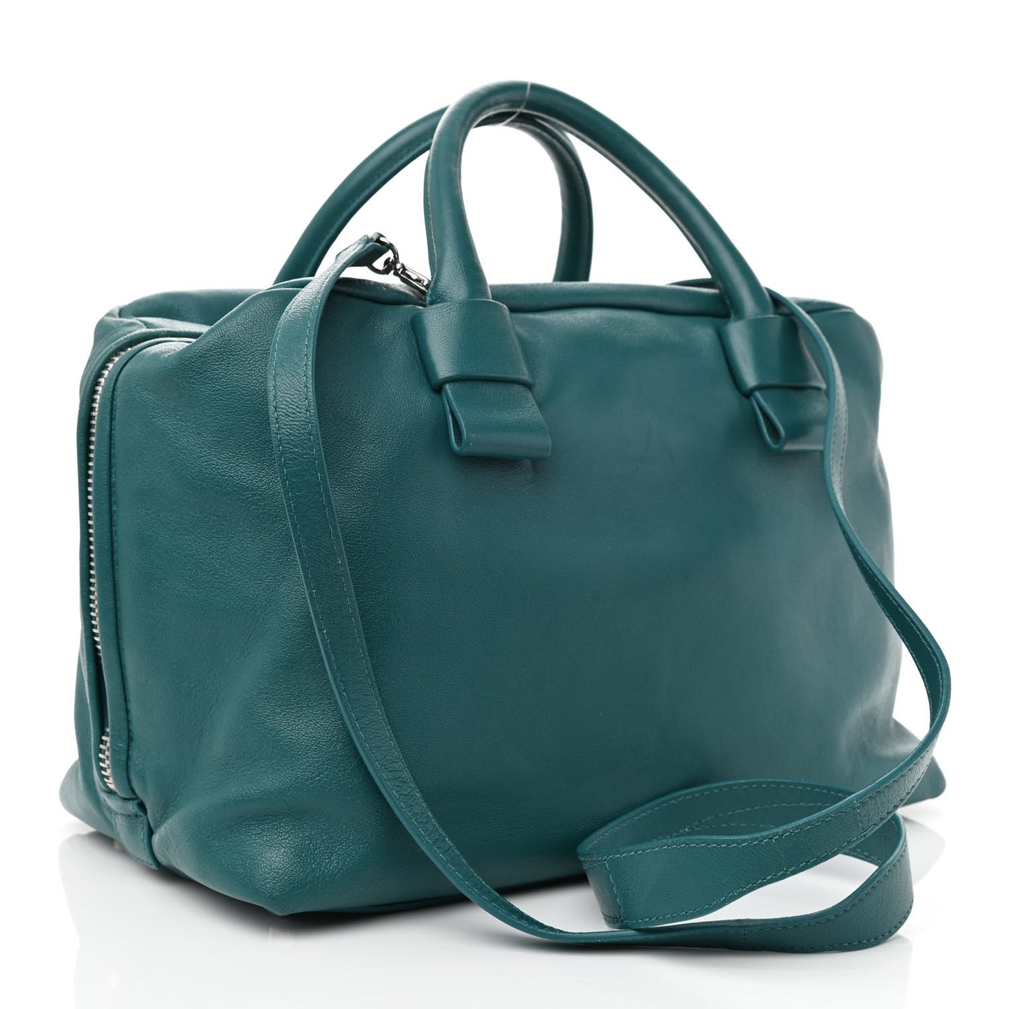 Rubber Coated Calfskin Antonia Satchel Blue