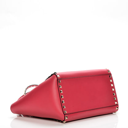 Valentino Garavani Vitello Small Rockstud Double Handle Tote Deep Fuxia 4 of 6