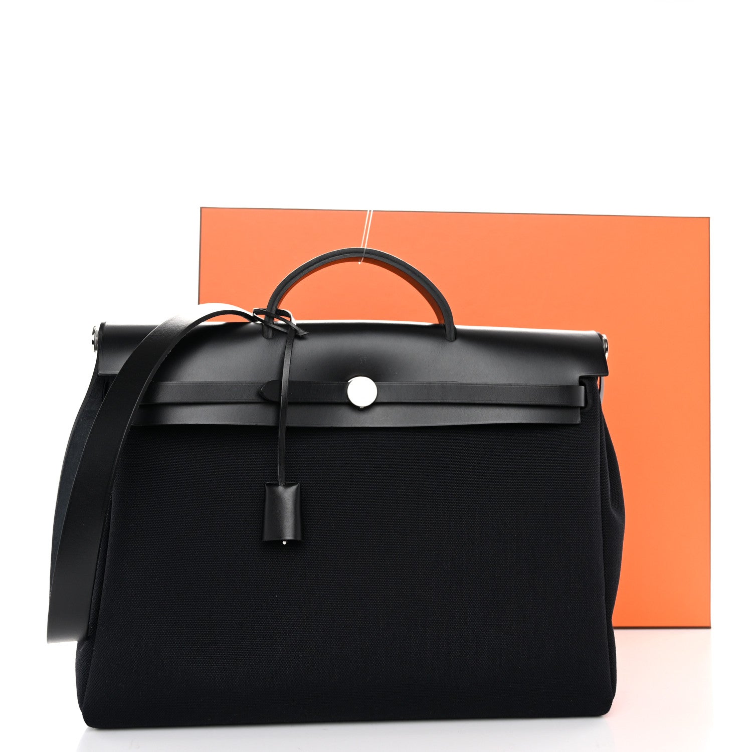 Hermes Military Toile Vache Hunter Herbag Messenger 39 Black 12 of 12