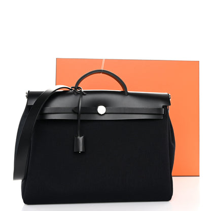 Hermes Military Toile Vache Hunter Herbag Messenger 39 Black 12 of 12