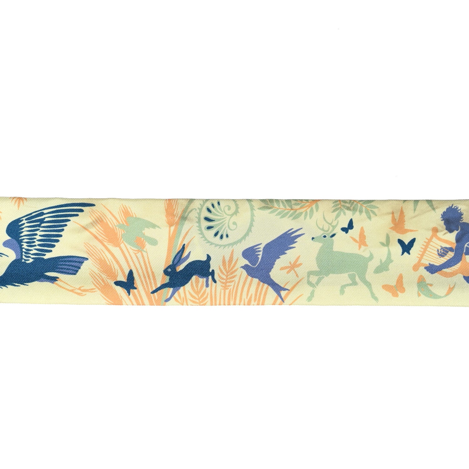 Hermes Silk Sous Le Charme D Orphee Twilly Bleu Black Jaune Soufre 4 of 6