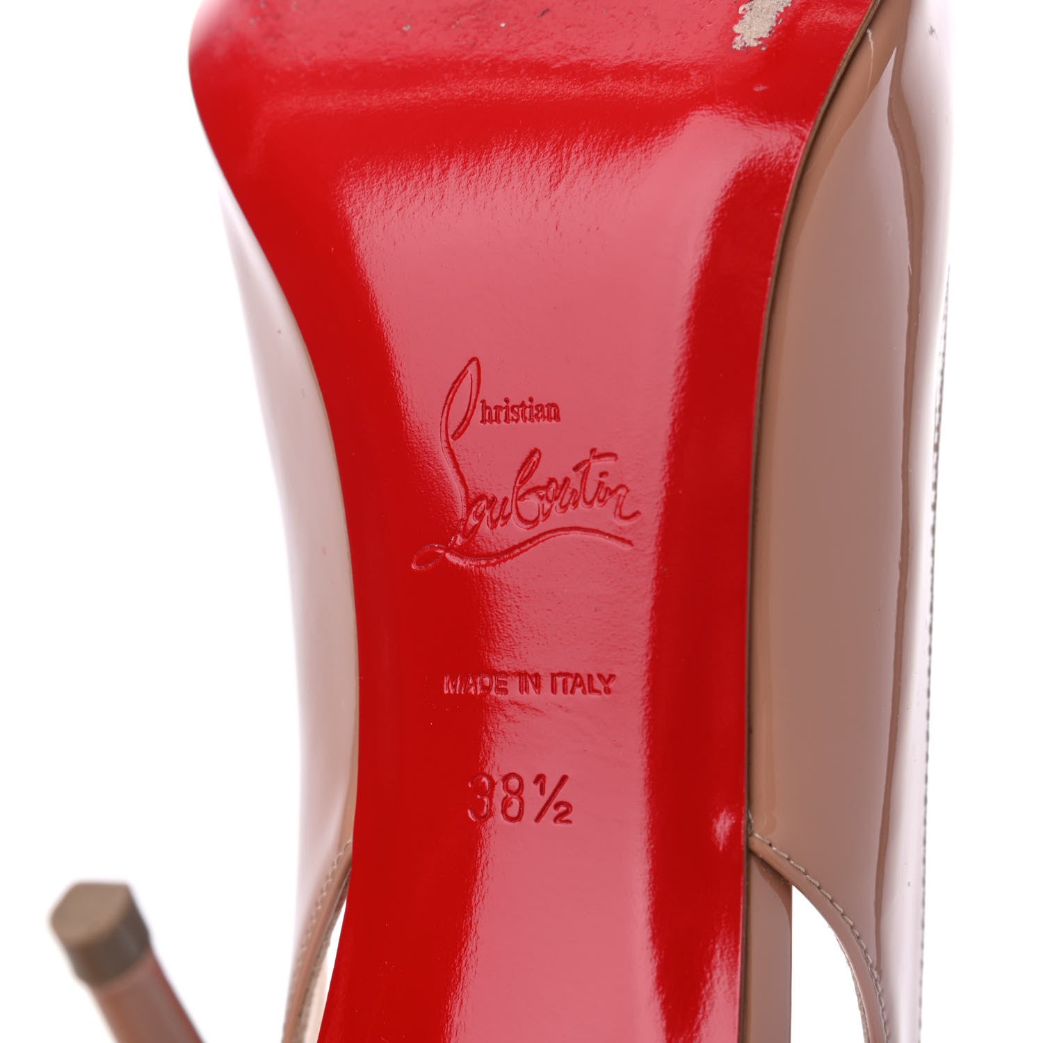 Christian Louboutin Patent Kate Sling 85 Pumps 38.5 Nude 7 of 23