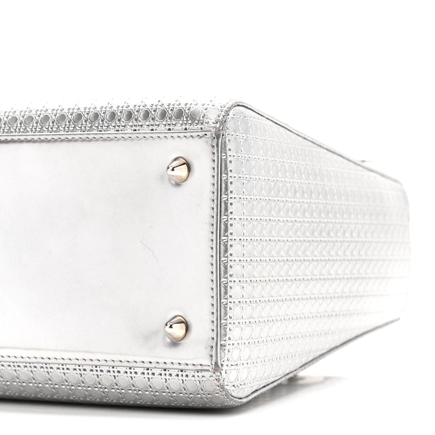 Christian Dior Metallic Patent Micro-Cannage Medium Lady Dior Silver 10 of 11